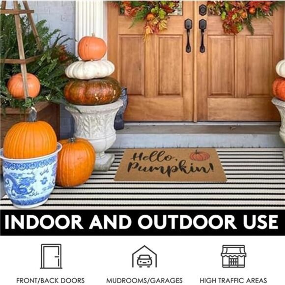 IZUS‎ Hello-Pumpkin Welcome-Doormats - Non-Slip Coir Entrance-Mat - Picture 6 of 7